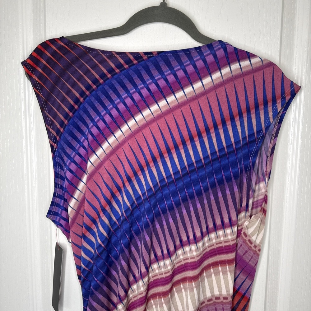 NWT Sofia Vergara Womens XL Multicolor Abstract Print Draped Sleeveless Dress - Picture 6 of 10